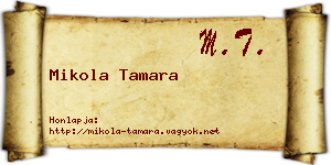 Mikola Tamara névjegykártya